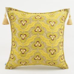 Ottoman Style Decorative Velvet Pillow Cover – Green Tiger Eyes Pattern – 18"x18" – Handmade in Turkey