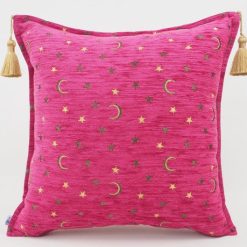 Turkish Velvet Pillow Cover – Magenta Pink Arabian Night Pattern – 18x18 inches